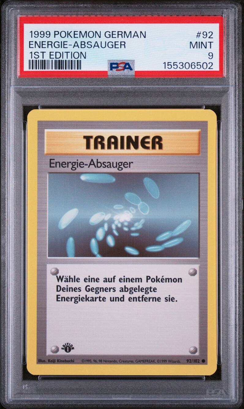 PSA 9 MINT Energy Removal (Energie-Absauger) 92/102 1st Pokémon German Base Set